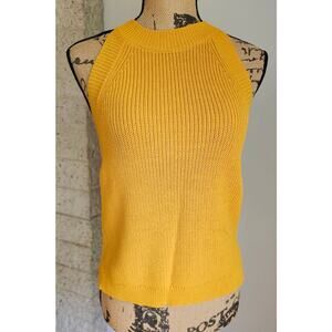 Alya Knit Sleeveless Halter Top 65% Viscose, Yellow, Sz M